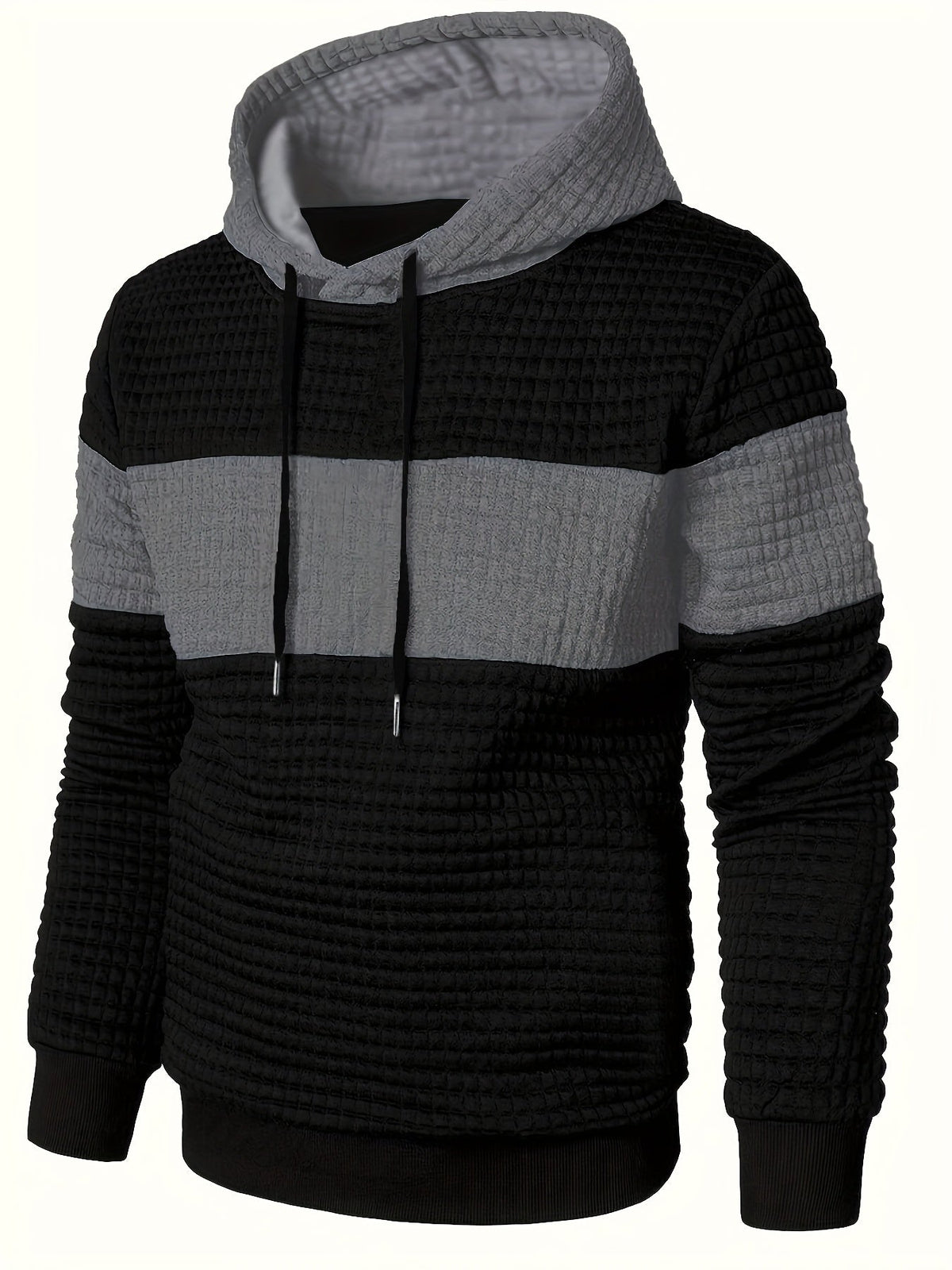 Textured Color-Block Hoodie