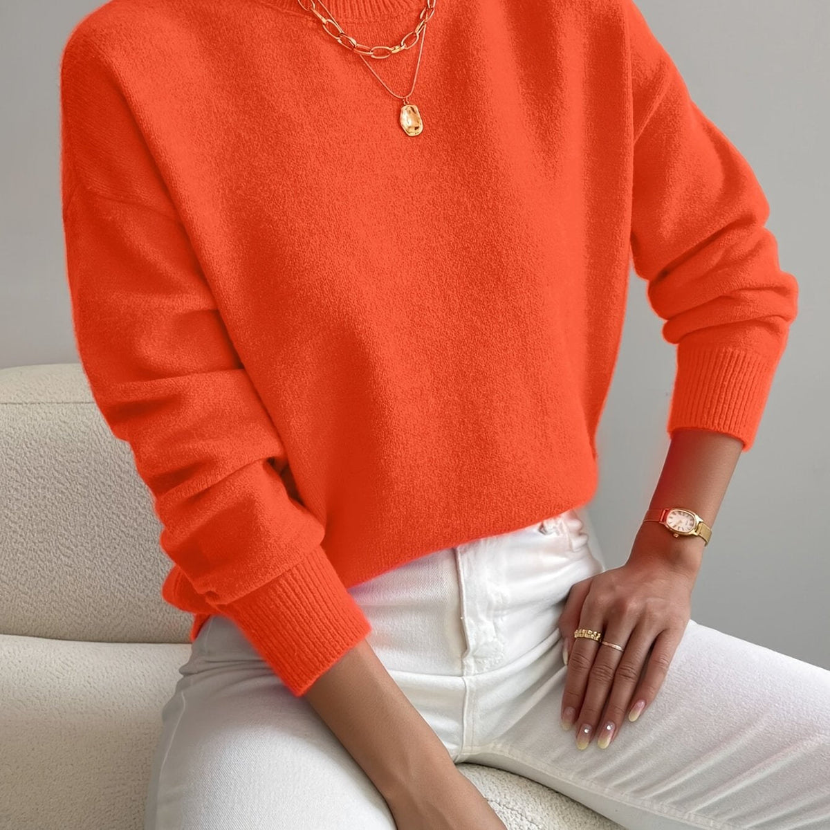 Mock Neck Relaxed Fit Sweater