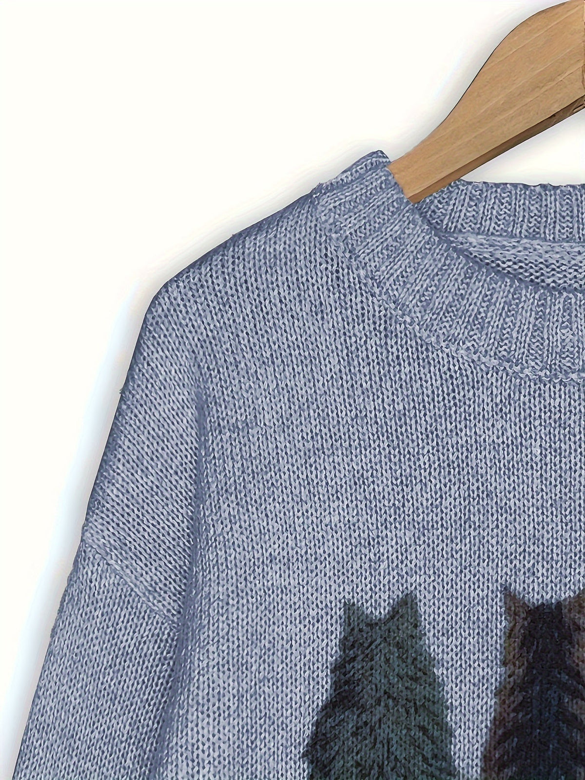 Cat-Print Knit Pullover