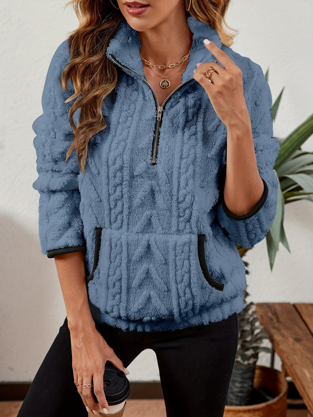 Half-Zip Textured Pullover