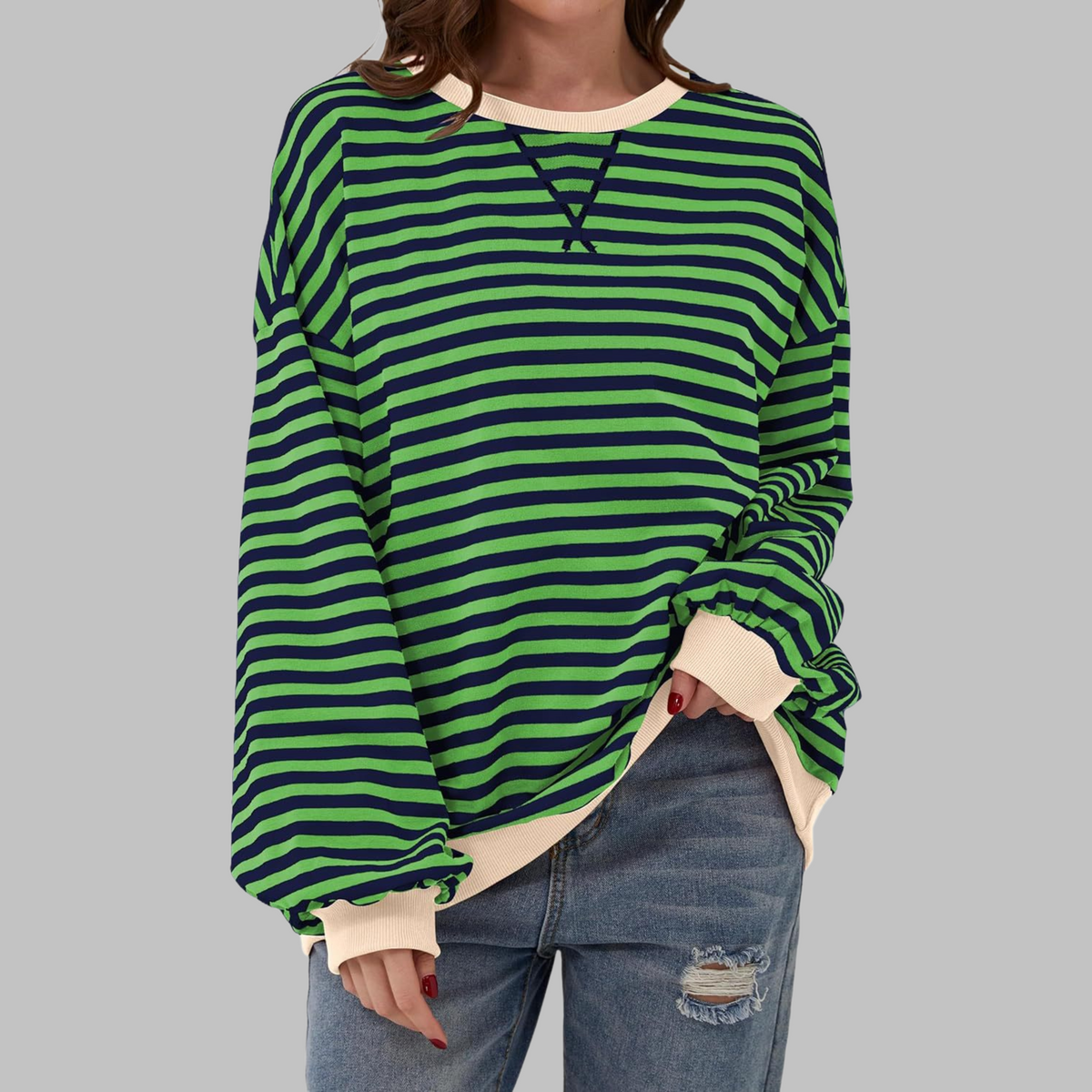 Casual Long Sleeve Striped Sweatshirt