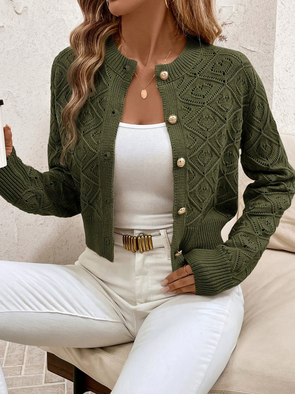 Textured Button-Front Cardigan