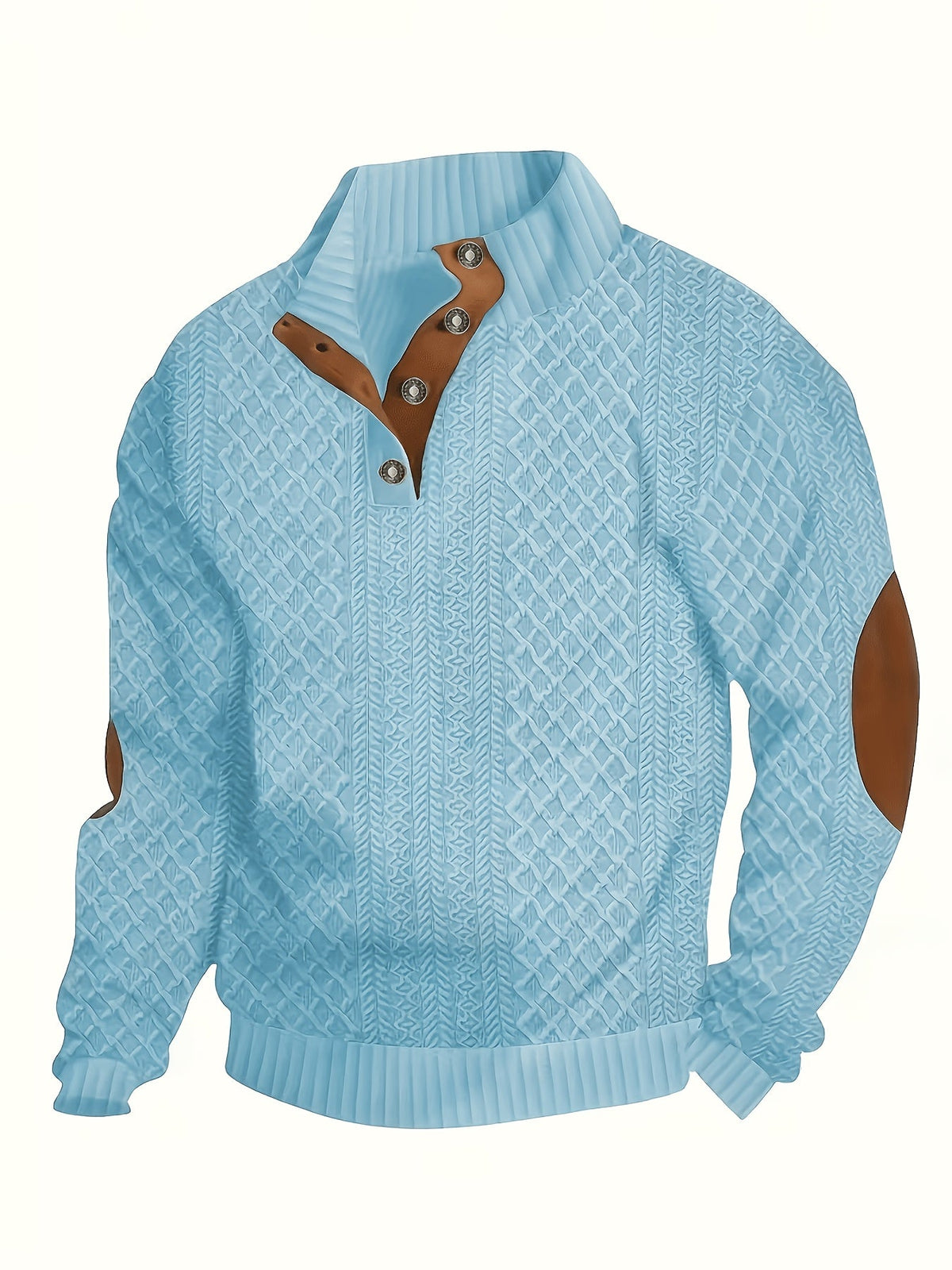Stand Collar Button Henley Sweater