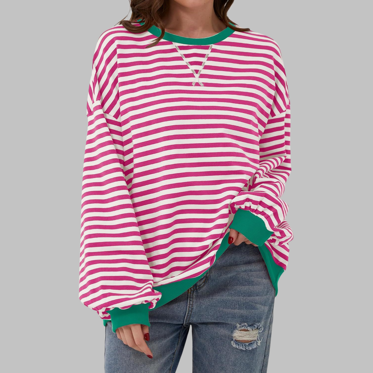 Casual Long Sleeve Striped Sweatshirt