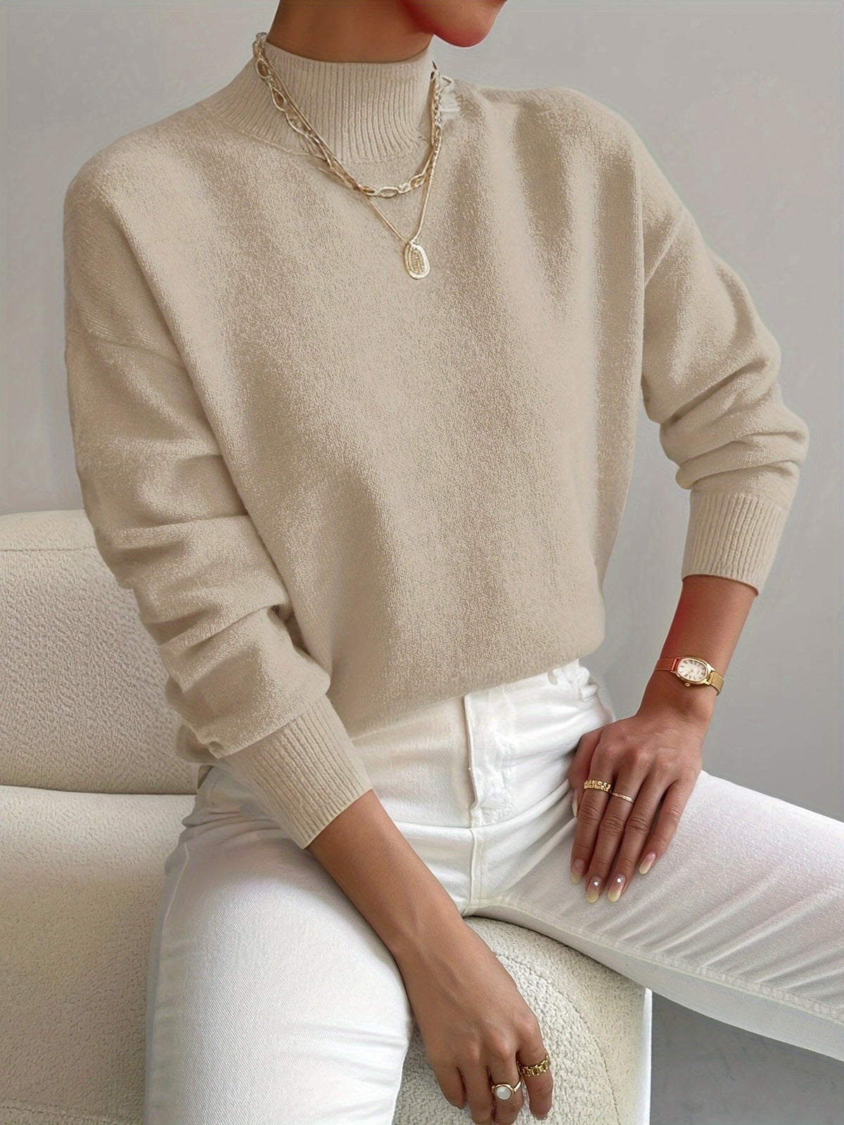 Mock Neck Relaxed Fit Sweater