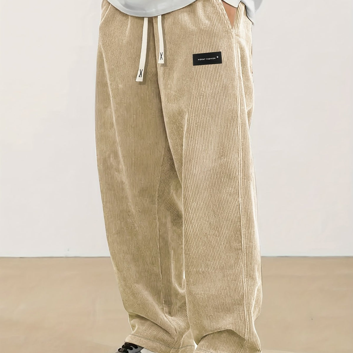 Relaxed Straight-Leg Ribbed Trousers