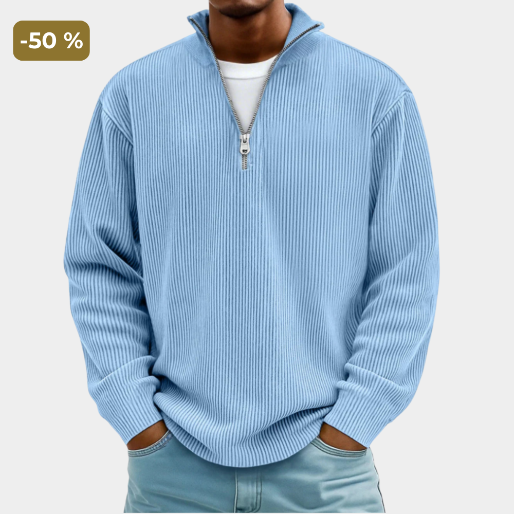 Half-Zip High Neck Knit Sweater