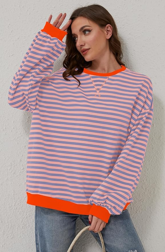 Striped Round-Neck Pullover