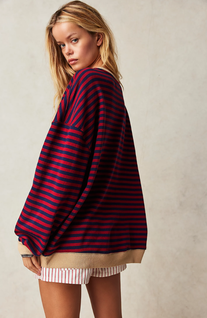 Striped Round-Neck Pullover