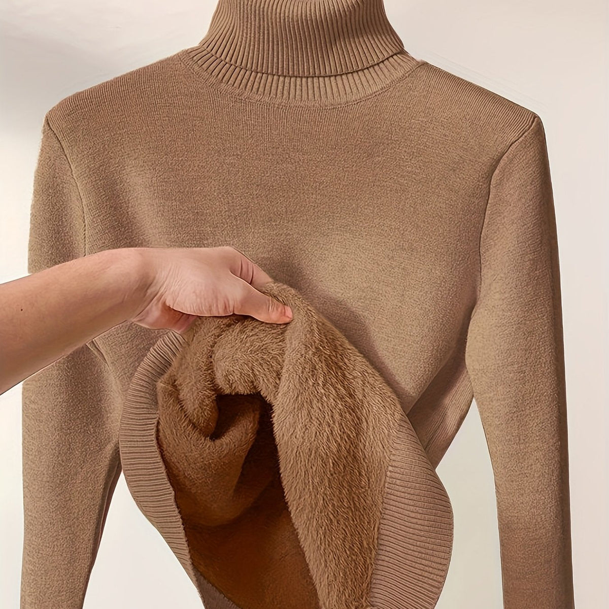 High-Neck Lined Sweater