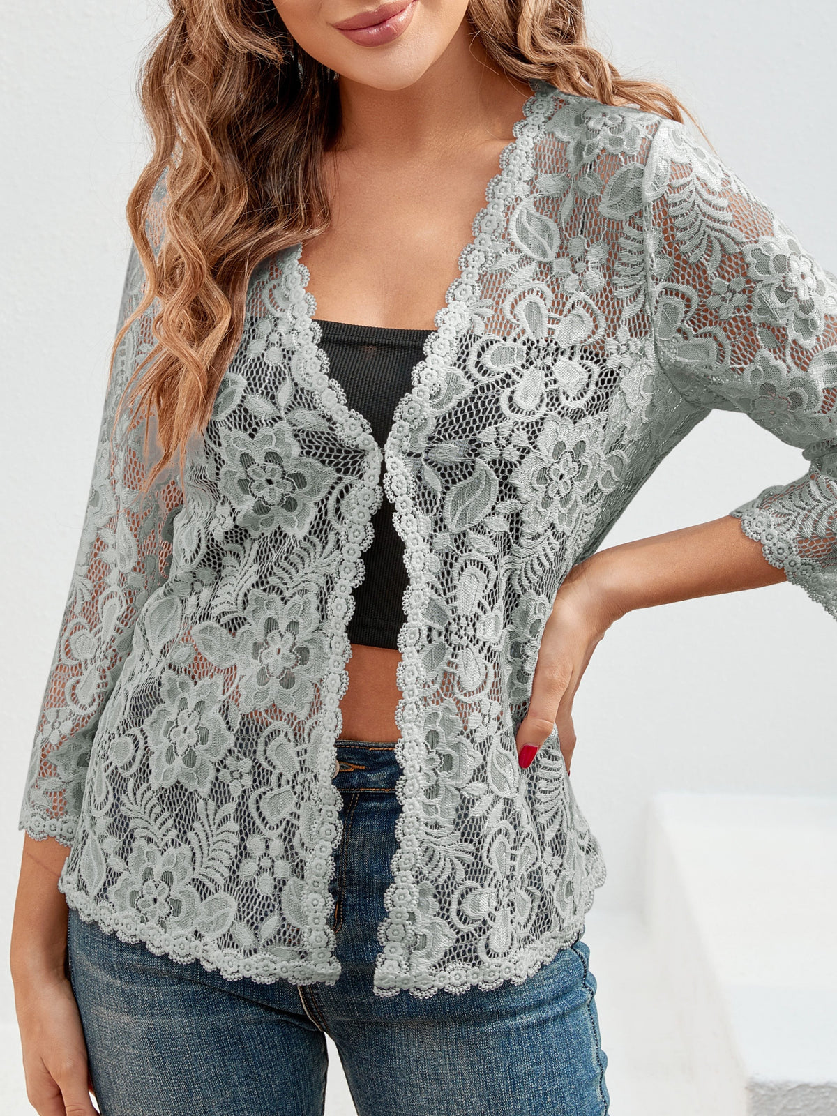 Floral Openwork Cardigan