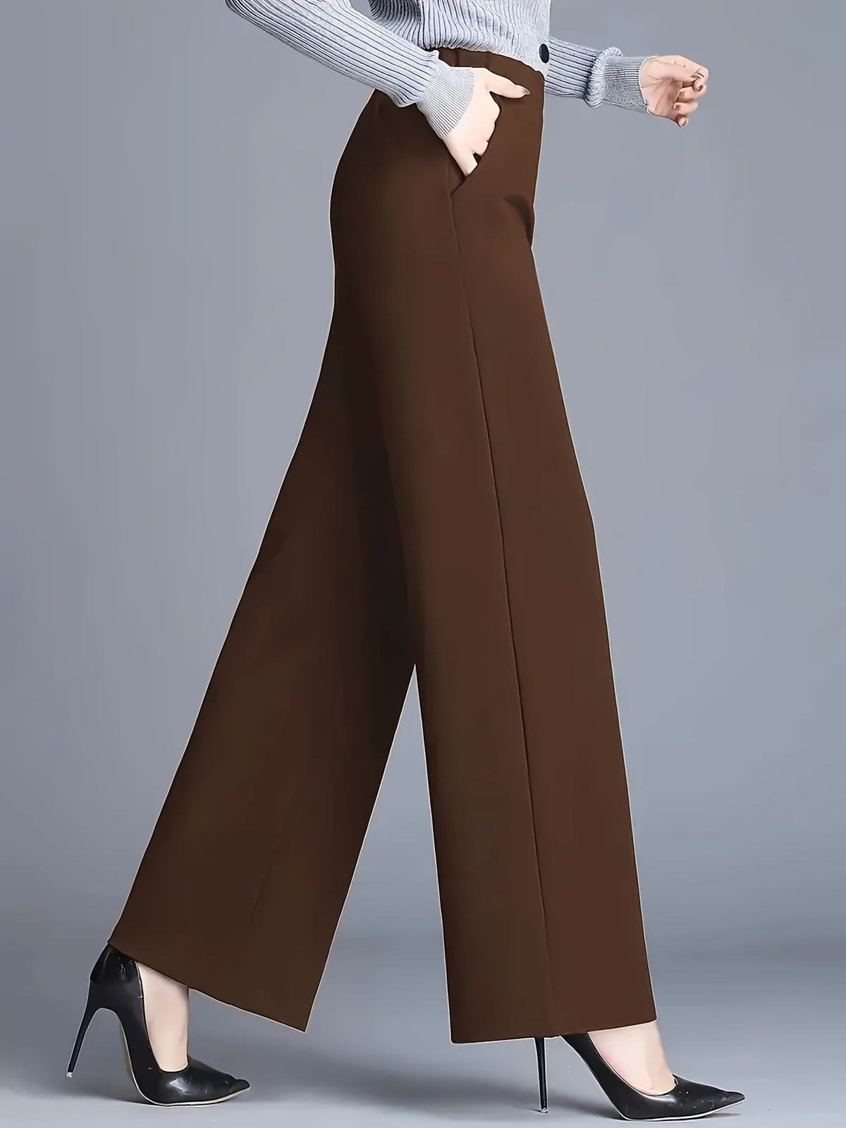 High-Waisted Wide-Leg Trousers