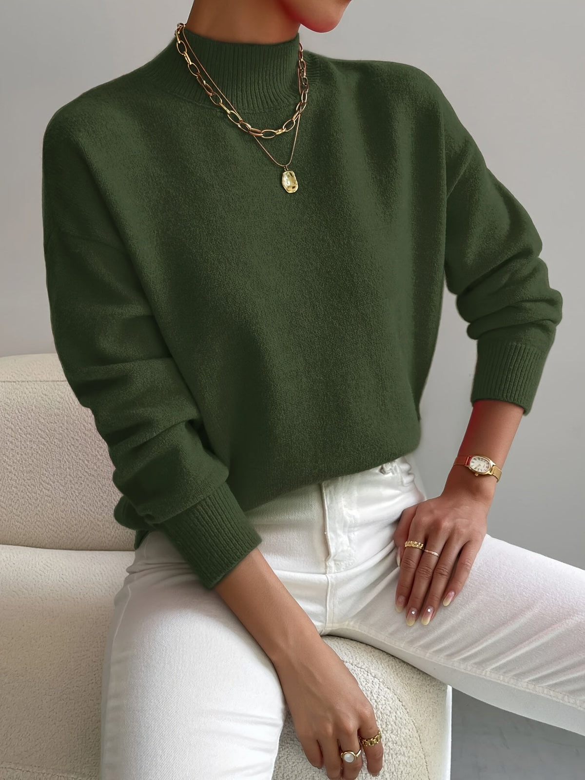 Mock Neck Relaxed Fit Sweater