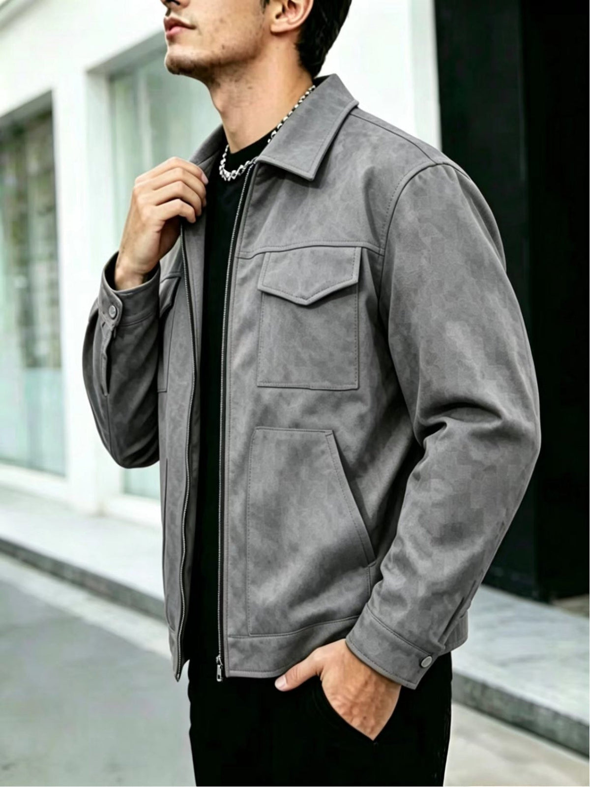 Modern Lapel Utility Jacket