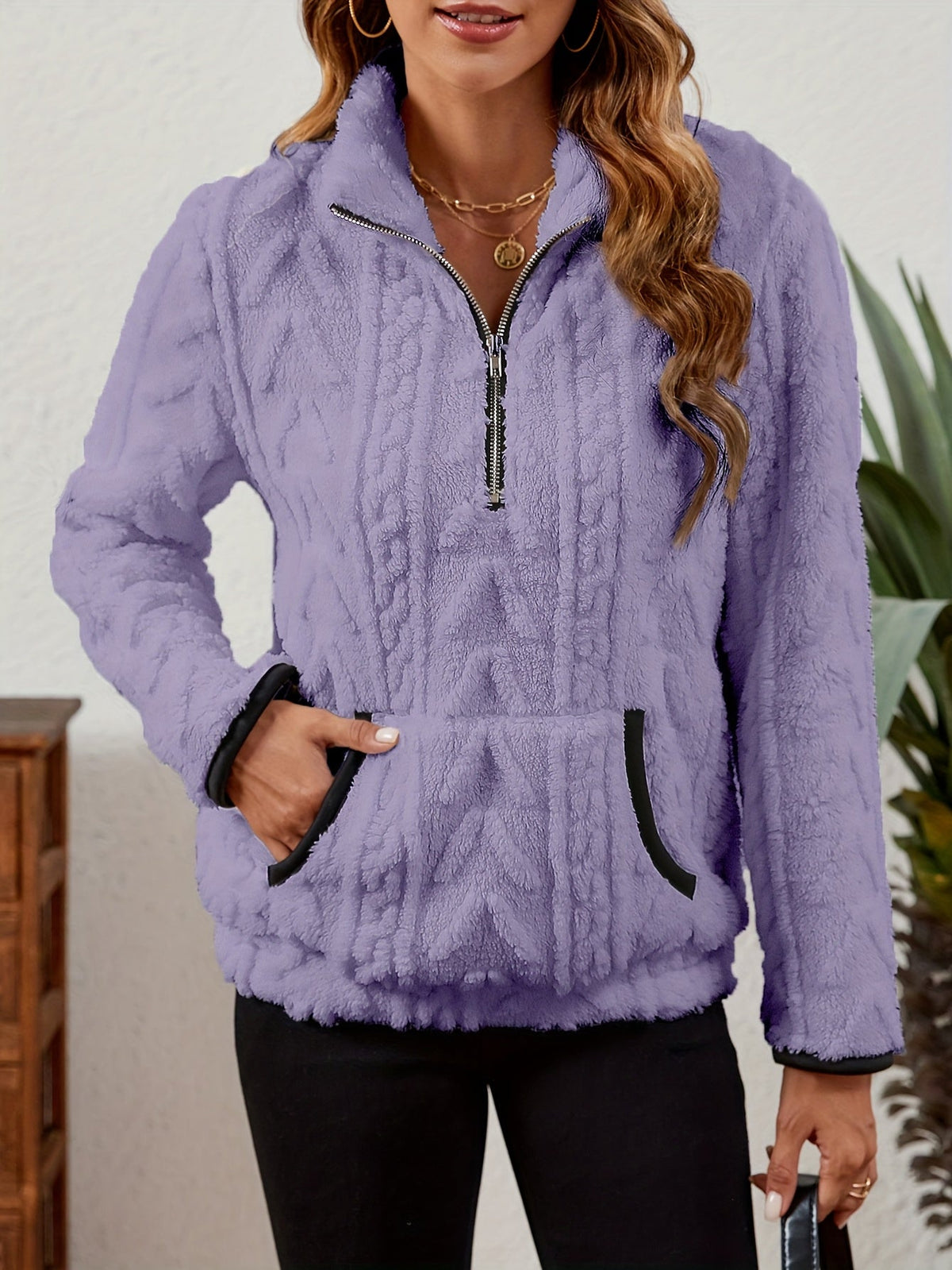 Half-Zip Textured Pullover