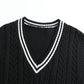 Cable-Knit V-Neck Sweater Vest