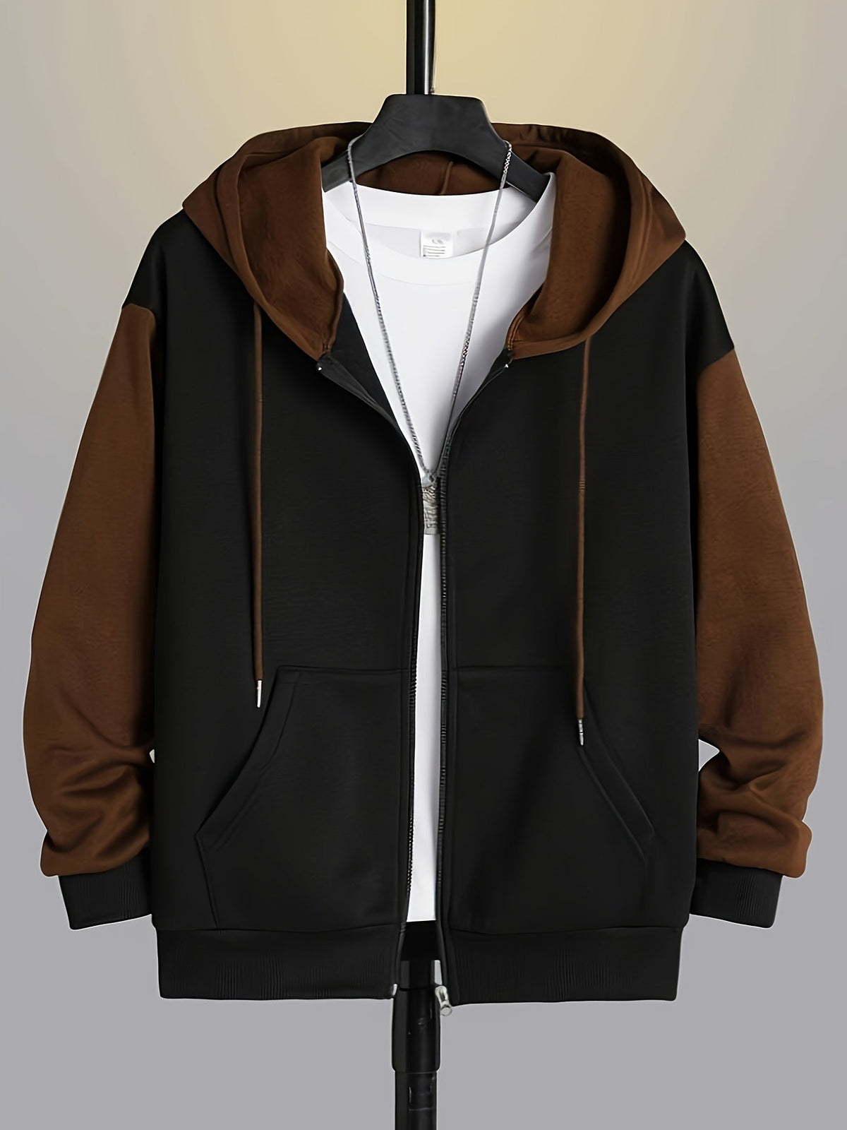 Color Block Zip-Up Hoodie