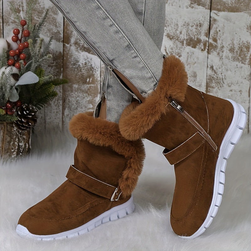 Plush-Trimmed Winter Ankle Boots