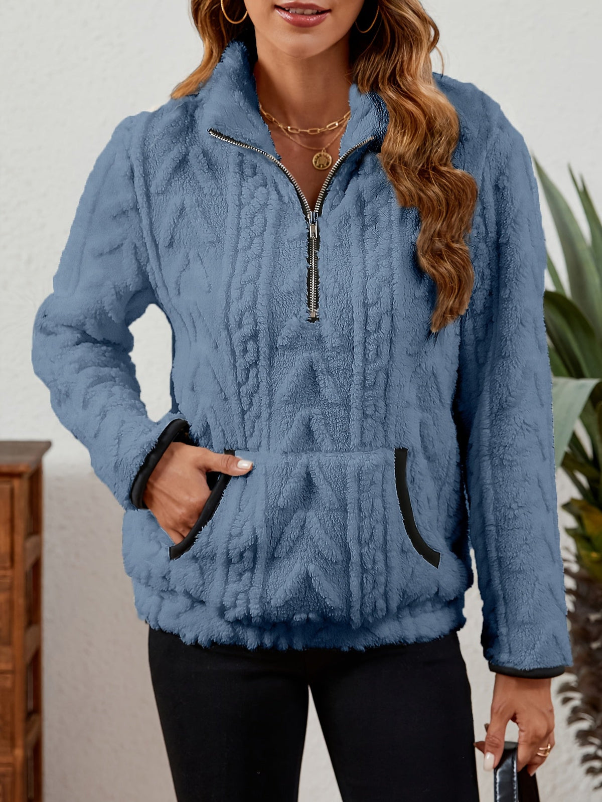 Half-Zip Textured Pullover