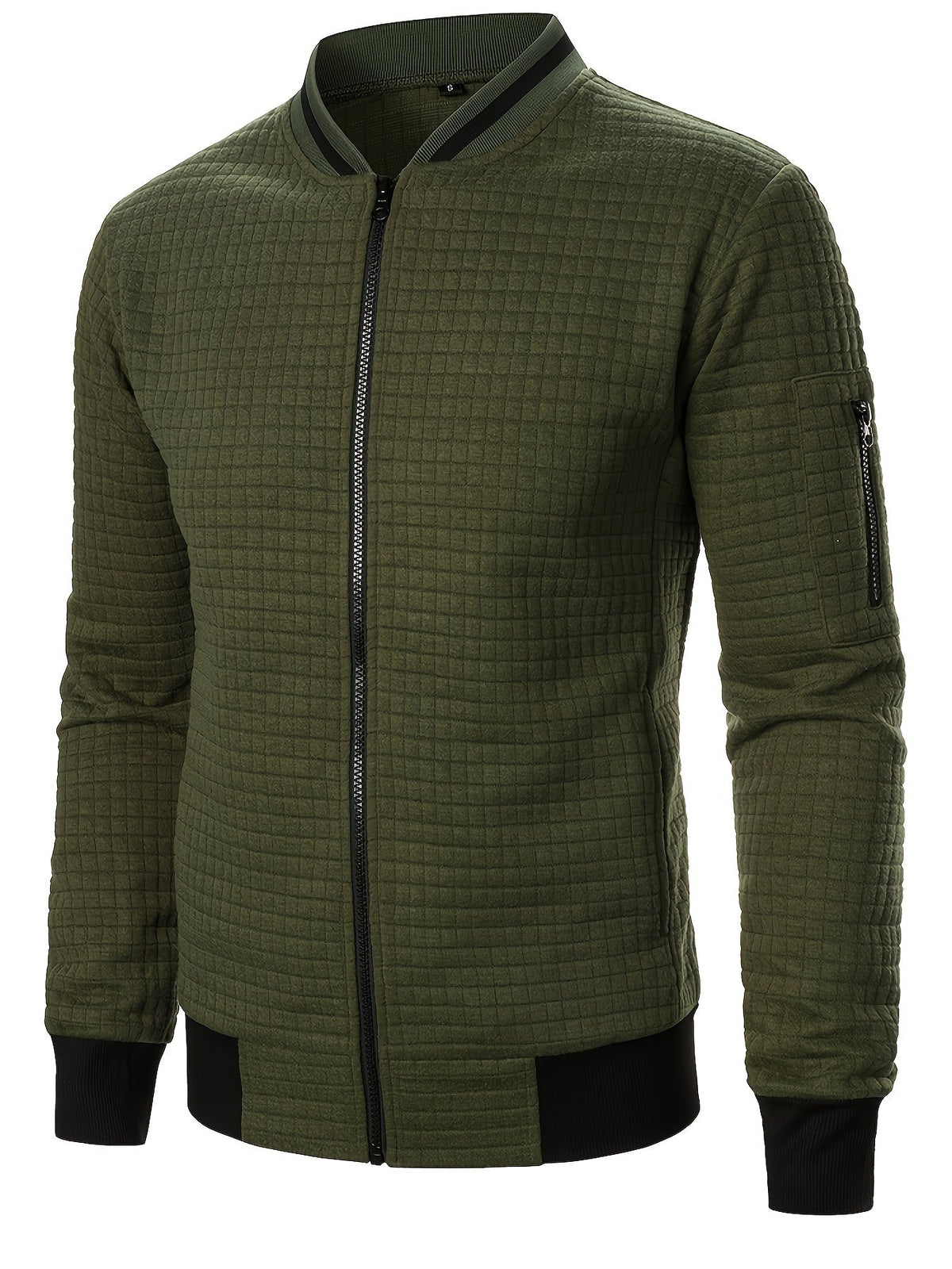 Textured Zip-Up Bomber Jacket