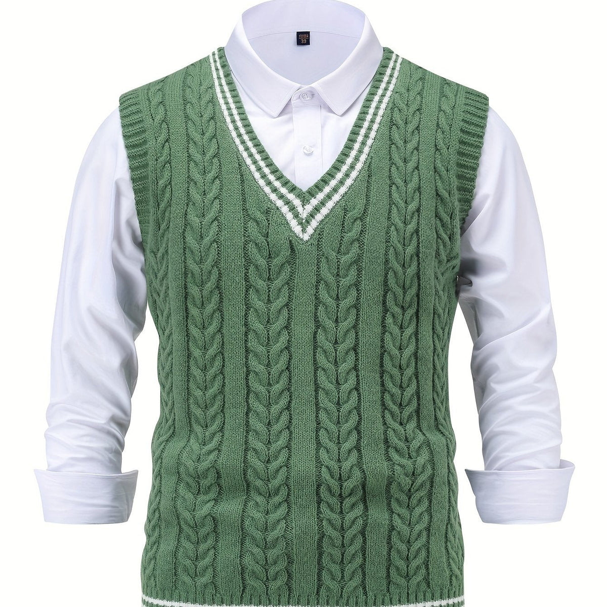 Cable-Knit V-Neck Sweater Vest
