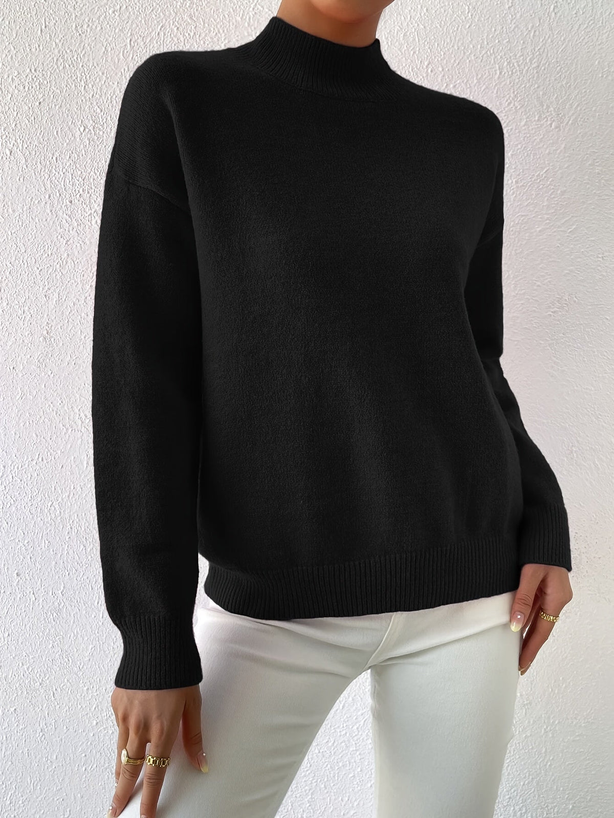 Mock Neck Relaxed Fit Sweater