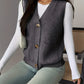 Buttoned V-Neck Knit Vest