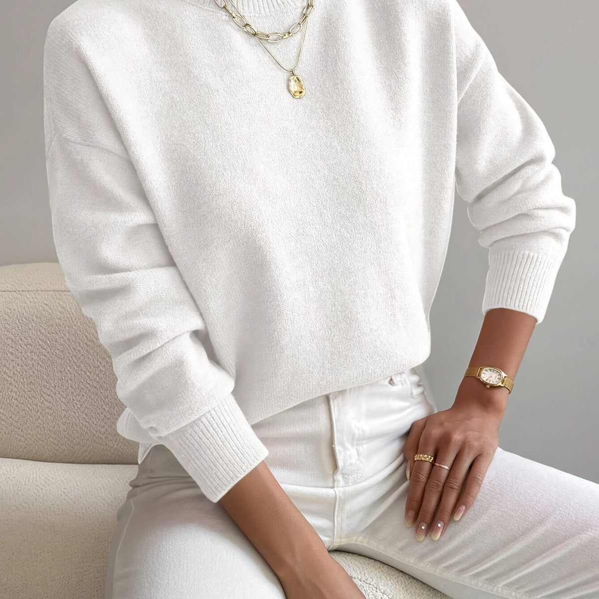 Mock Neck Relaxed Fit Sweater