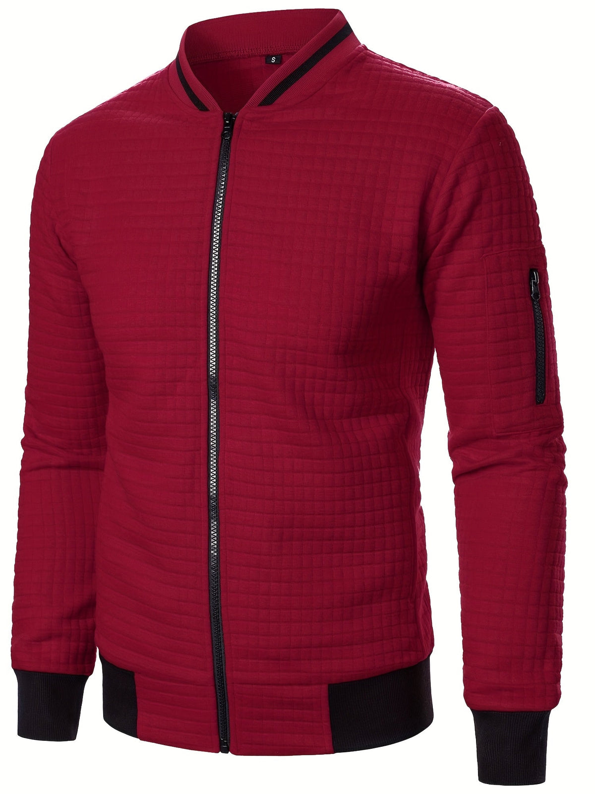 Textured Zip-Up Bomber Jacket