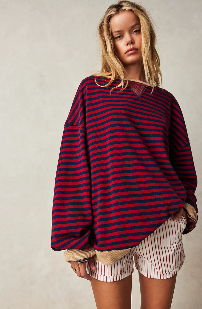 Striped Round-Neck Pullover