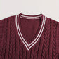 Cable-Knit V-Neck Sweater Vest