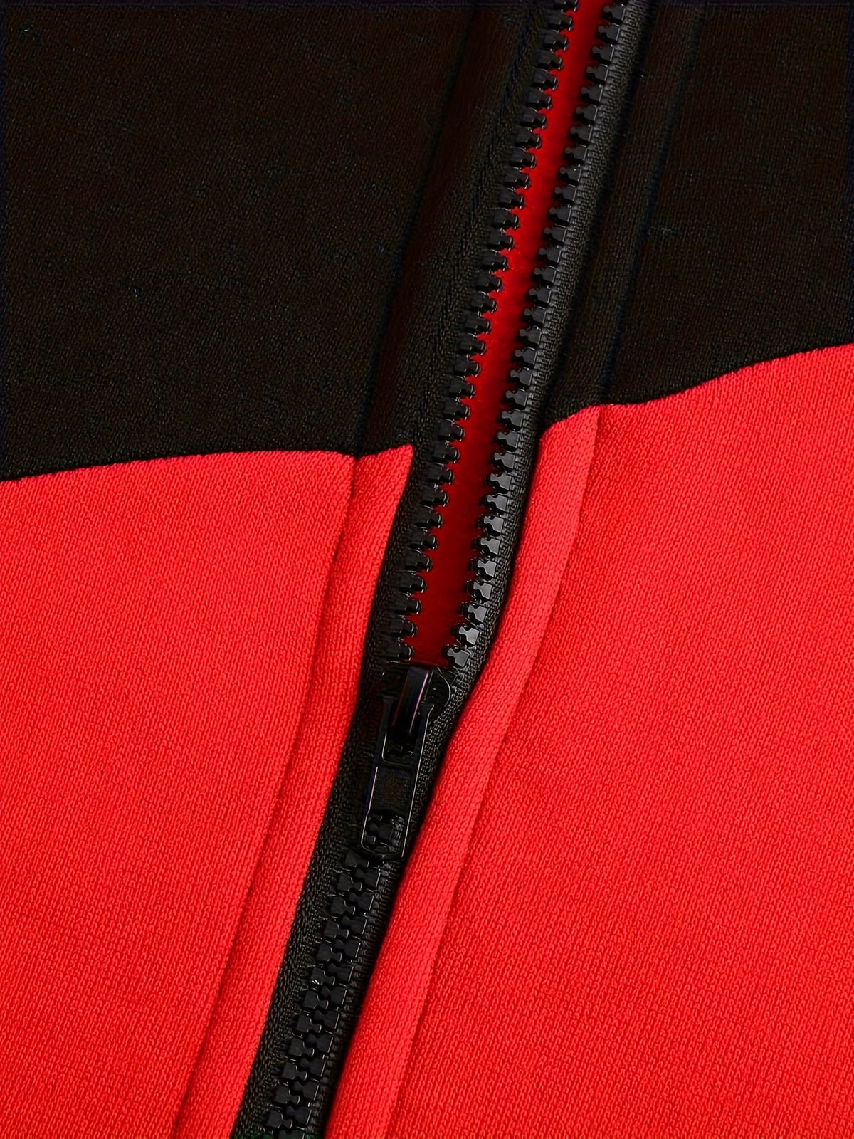 Color Block Zip-Up Hooded Jacket
