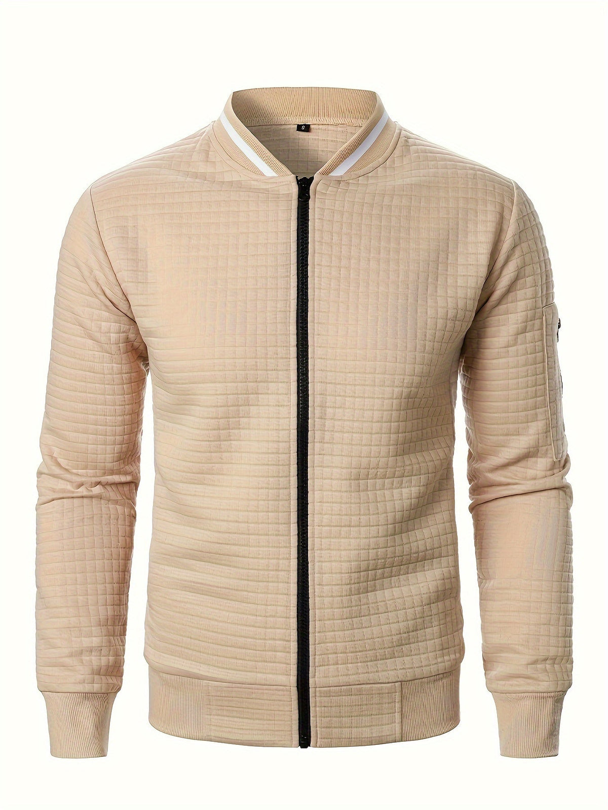 Textured Zip-Up Bomber Jacket