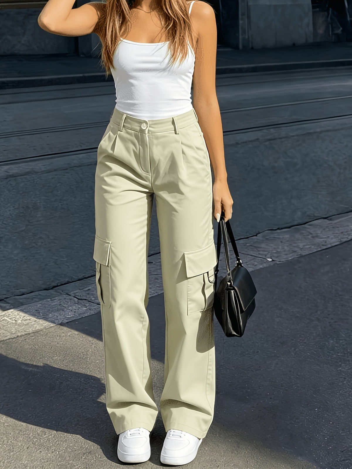 High-Waisted Wide-Leg Cargo Pants