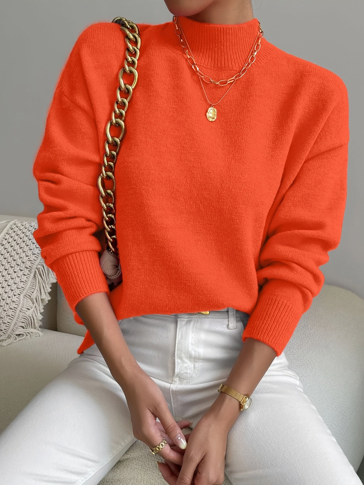 Mock Neck Relaxed Fit Sweater