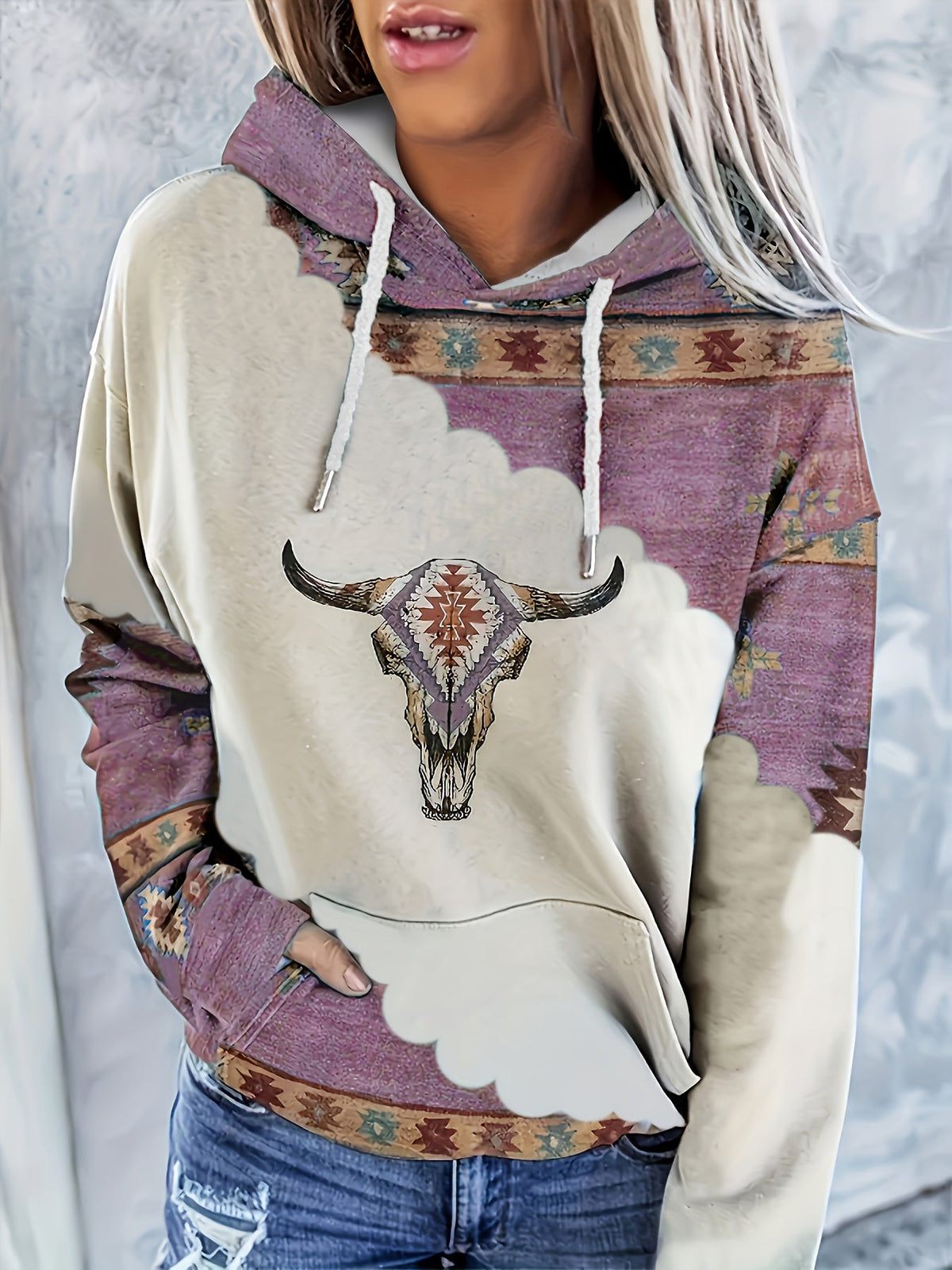 Western-Inspired Print Hoodie