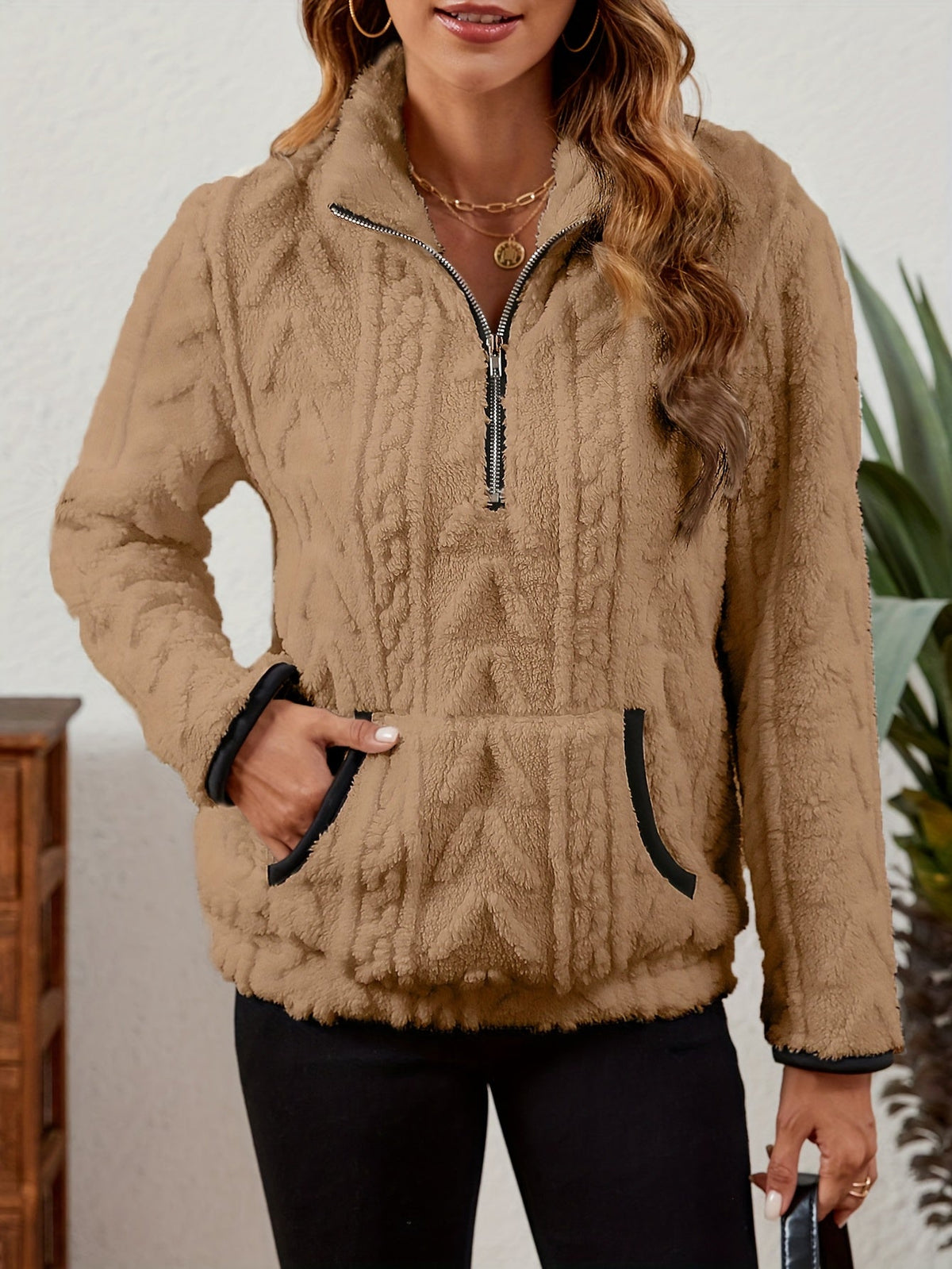 Half-Zip Textured Pullover