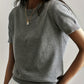 Fine-Knit Short Sleeve Sweater