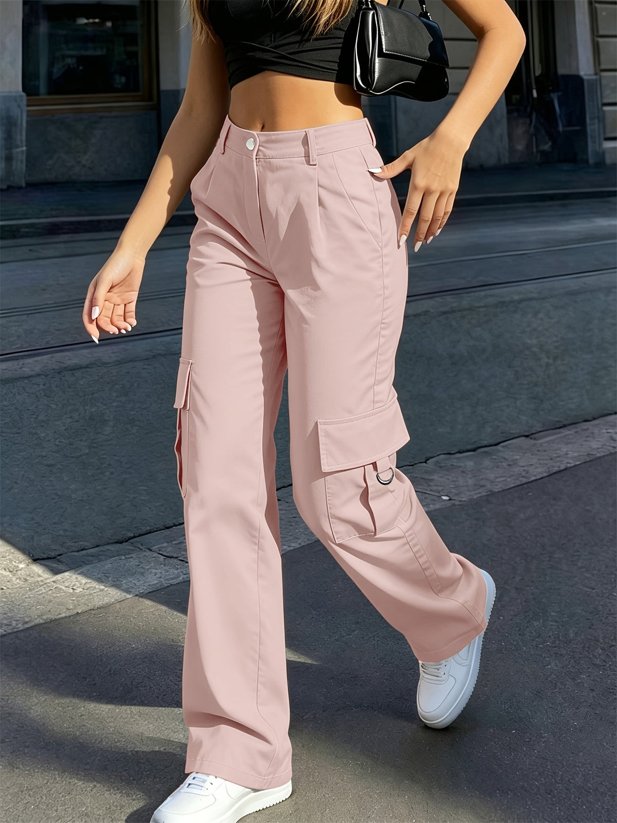 High-Waisted Wide-Leg Cargo Pants