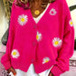 Floral Embroidered Button-Front Cardigan