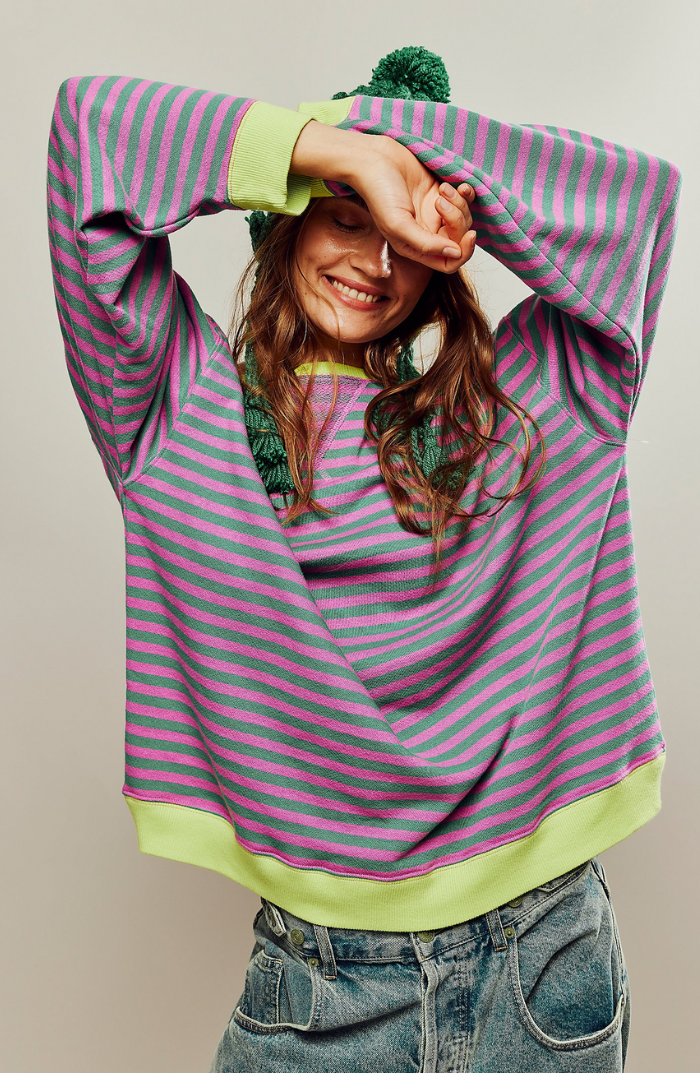 Striped Round-Neck Pullover