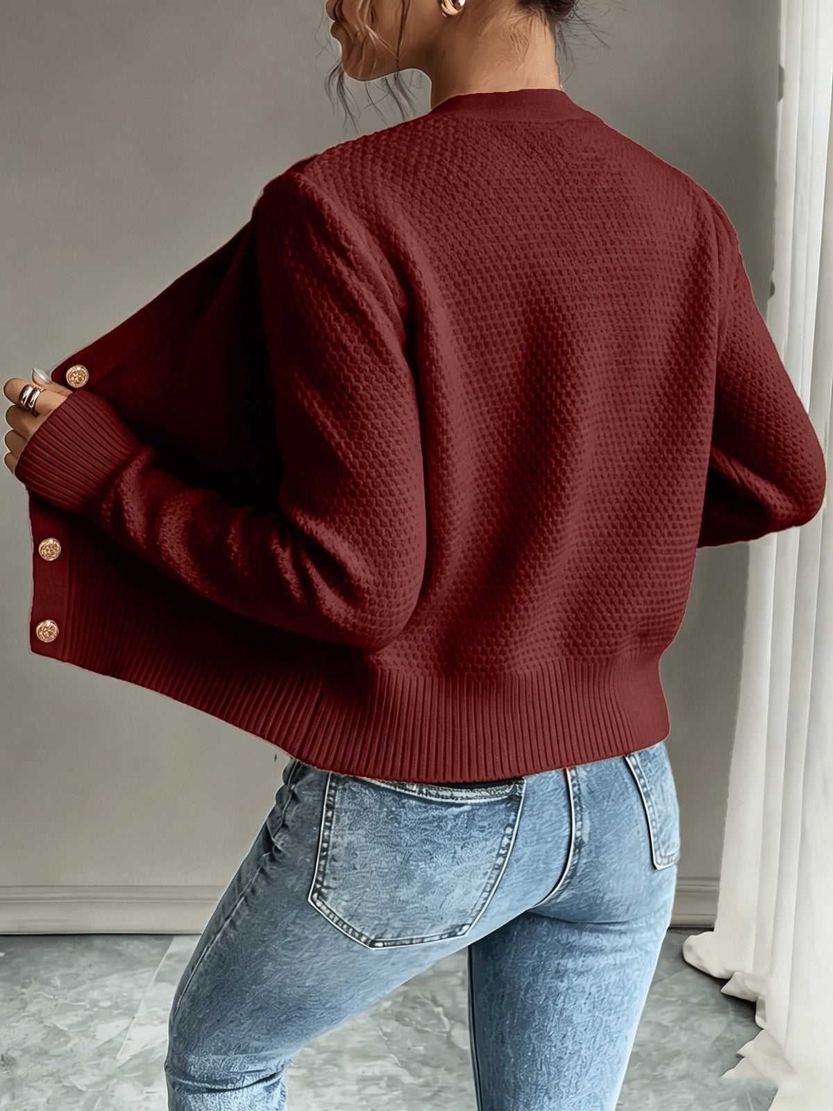 Cable-Knit Button-Front Cardigan