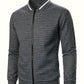 Textured Zip-Up Bomber Jacket