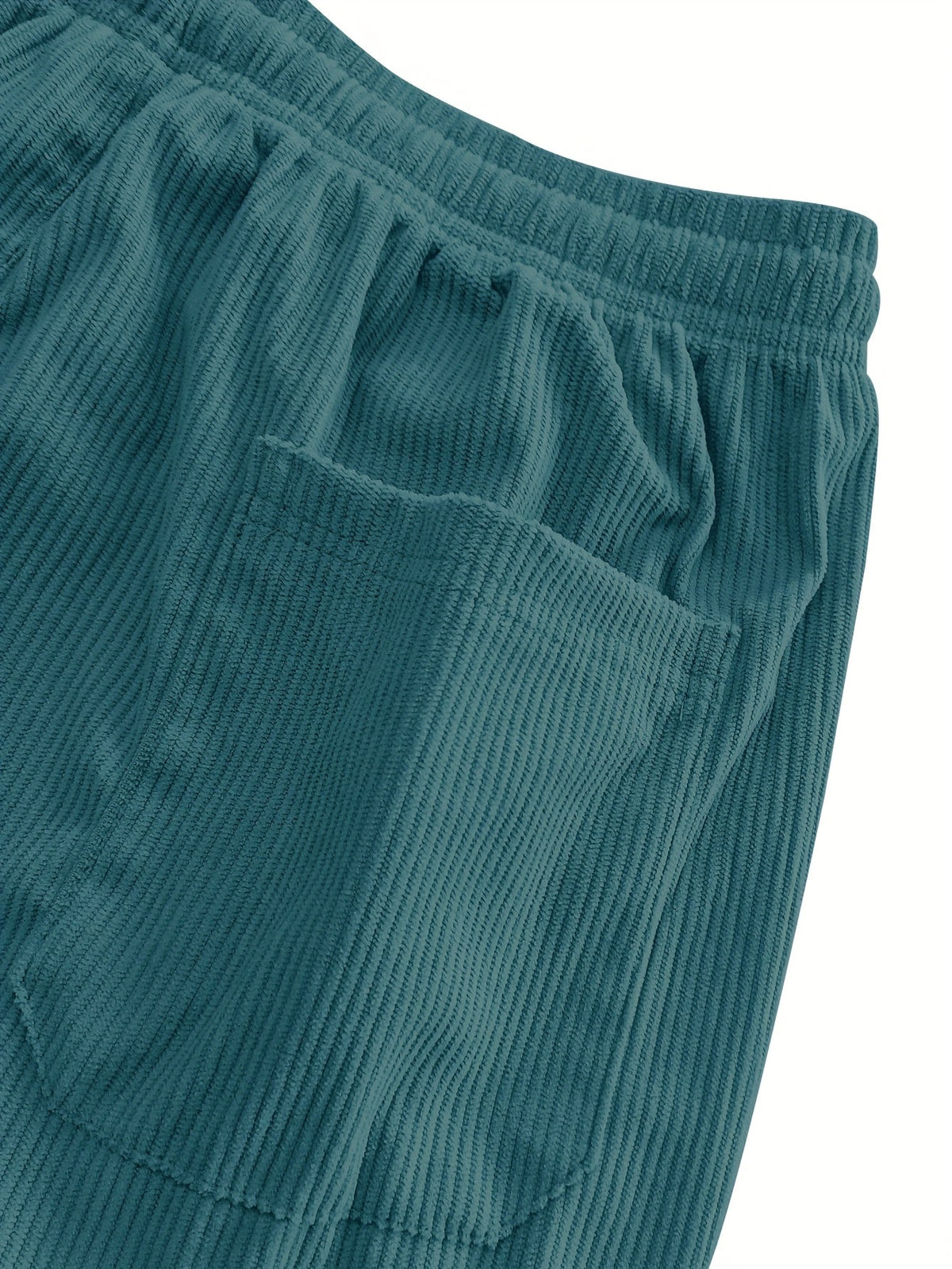 Relaxed Straight-Leg Ribbed Trousers
