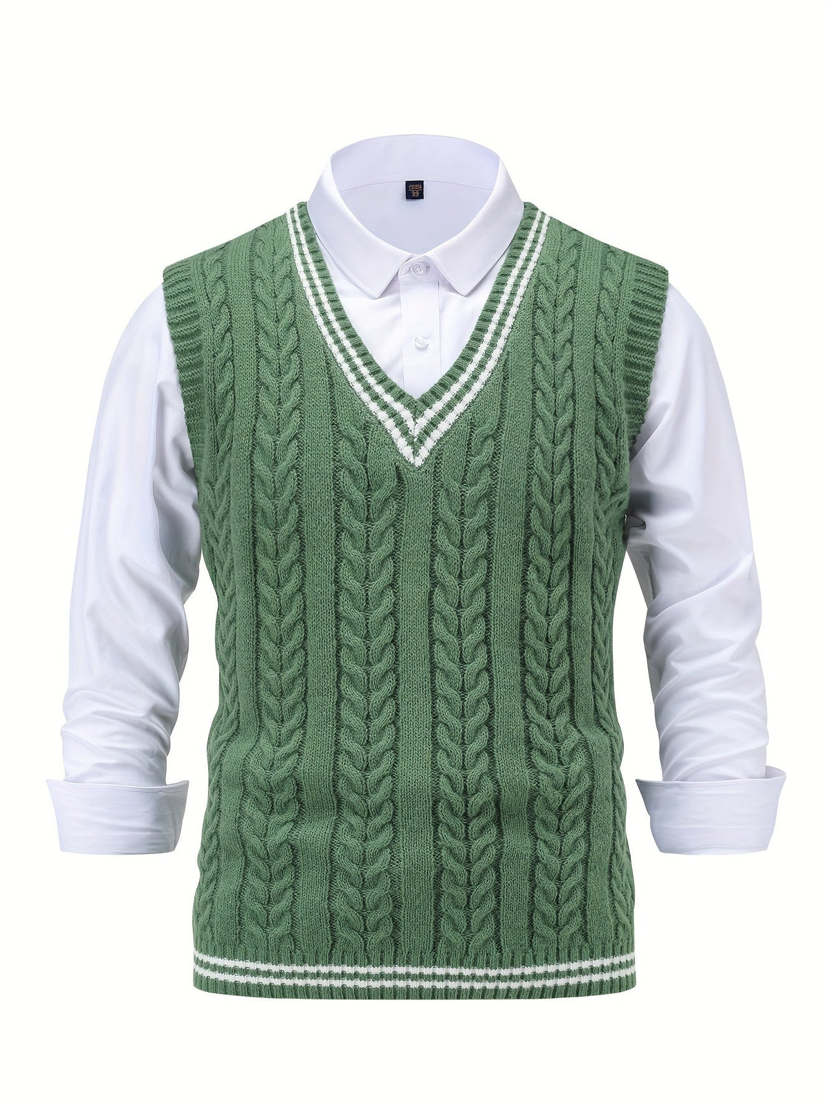 Cable-Knit V-Neck Sweater Vest