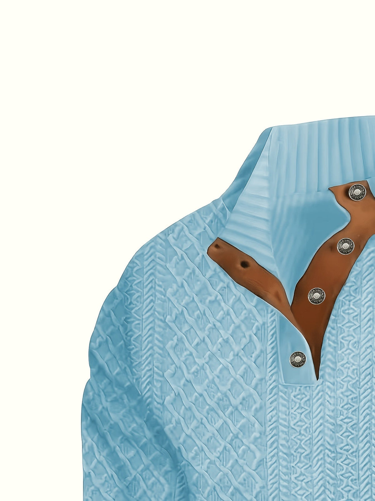 Stand Collar Button Henley Sweater