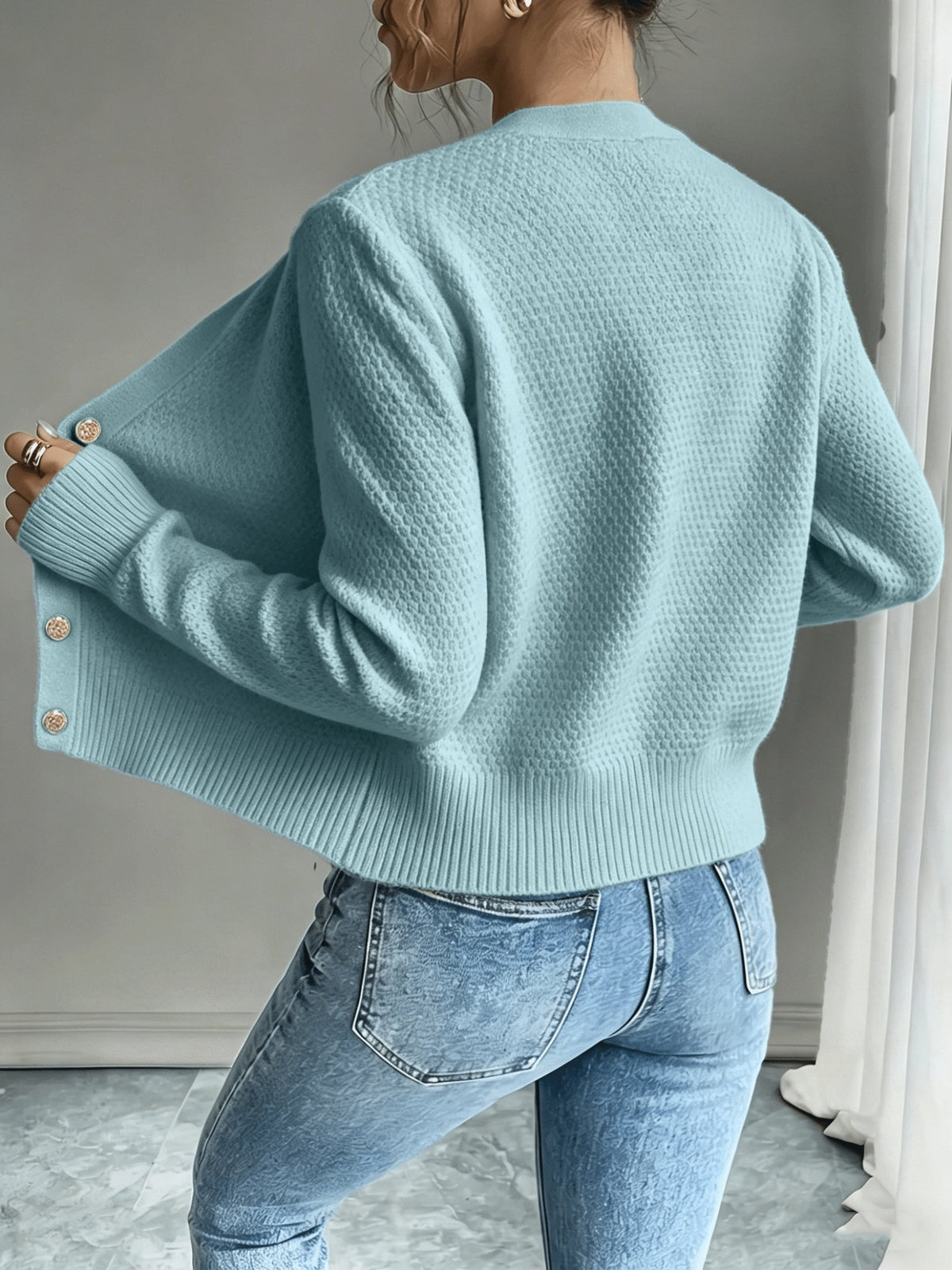 Cable-Knit Button-Front Cardigan