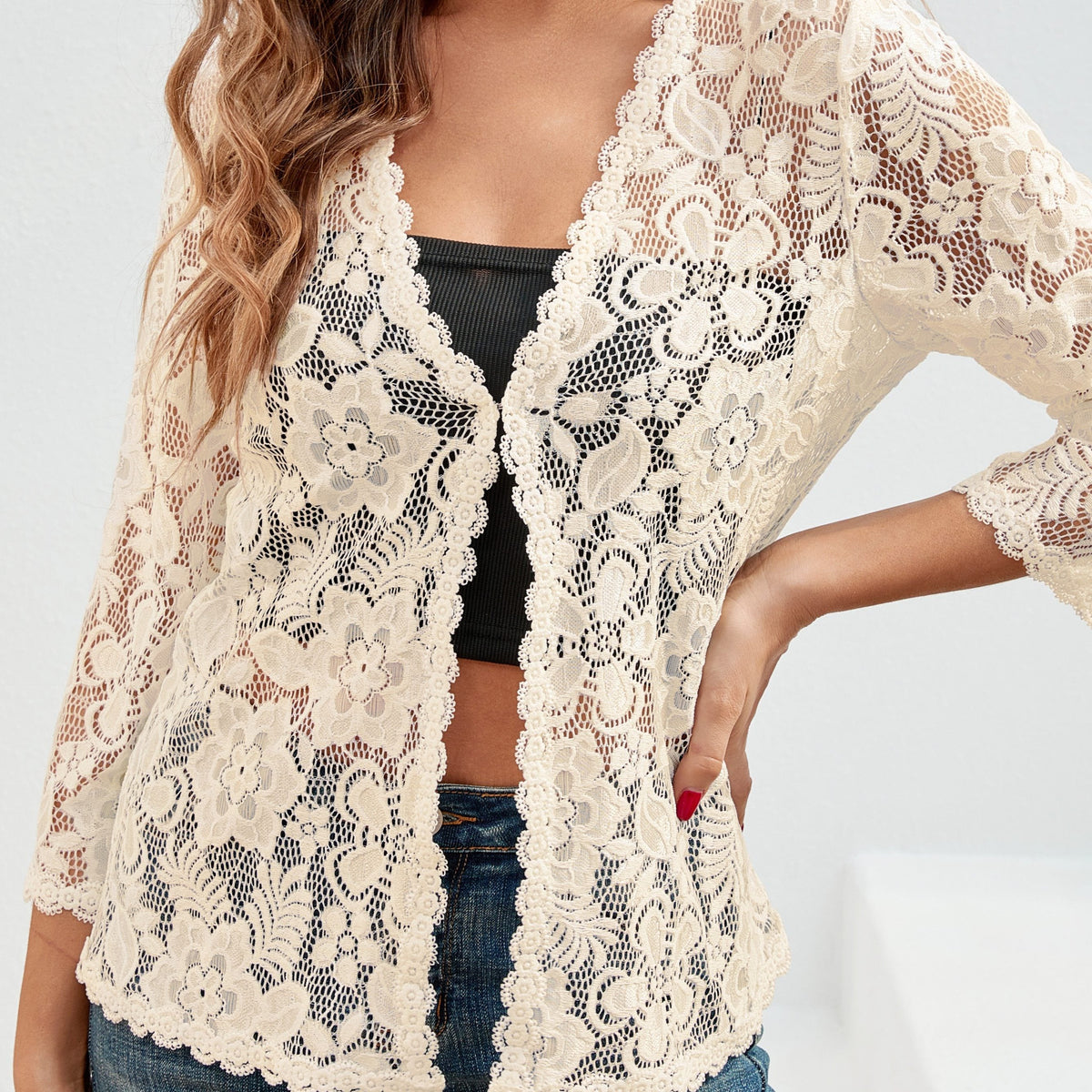 Floral Openwork Cardigan