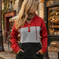 Color Block Button-Neck Hoodie