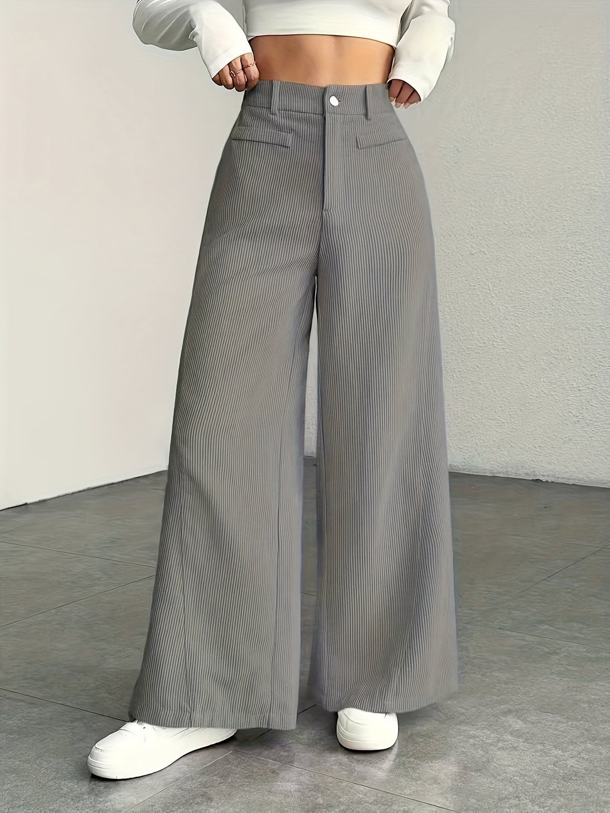 High-Waisted Wide-Leg Trousers